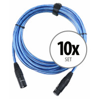 set van 10 Pronomic Stage XFXM-blue-5 microfoonkabel XLR 5 m metallic blue