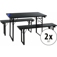 Stagecaptain Set de 2 Banco y mesa para aire libre 117 cm color gris oscuro