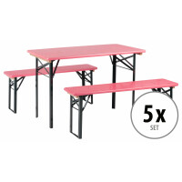 5x set Stagecaptain Hirschgarten houten tuinset voor balkon 117 cm Pink