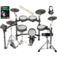 NUX DM-8 E-Drumset Komplettset mit Kopfhörer, Hocker, Schule und Sticks