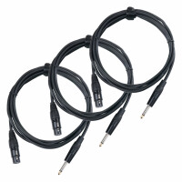 Pronomic Stage XFJ-2.5 cavo microfono xlr Jack 2,5 m nero set 3 pezzi