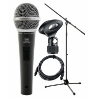 Pronomic Vocal Microphone DM-58 avec Interrupteur Starter set avec stand avec pince + câble