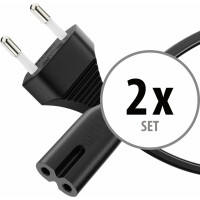 Sonero IEC C7 Netzkabel Eurostecker 1m schwarz 2er Set