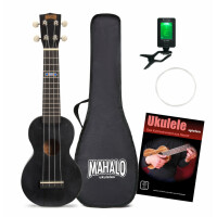 Mahalo Kahiko PLUS Serie Sopran-Ukulele Wide Neck Trans Black Set