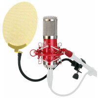 Pronomic CM-100R microfono de membrana grande de estudio rojo SET incl. protector viento