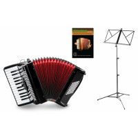 Classic Cantabile accordeon 48 bassen "Secondo V" set zwart