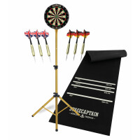 Stagecaptain DBS-1715 BullsEye Pro Dartscheibe + Ständer und Matte Set Gold