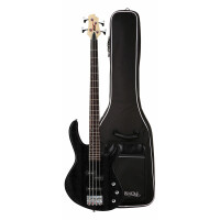 Cort Action PJ E-Bass Open Pore Black Gigbag Set