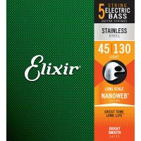 Elixir 14777 E-Bass Stainless Steel 5-String Light Long Scale