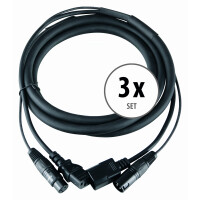 Set de 3 cables híbridos Pronomic Stage IECD-2.5 DMX (2,5 m)