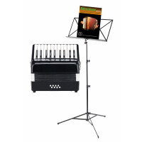 Classic Cantabile Secondo kinderen accordeon 8 bassen zwart SET inb. notenstandaard