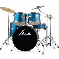 XDrum Semi 22" Standaard Drumstel Satin Blue Sparkle Set incl. Boomstandaard + Crashbekken