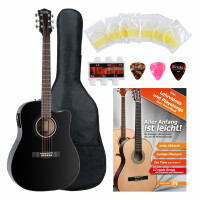 Rocktile D-60CE Guitare Acoustique noir SET comprenant les accessoires