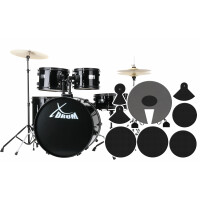 XDrum Rookie 22" Fusion Drum zwart met slagwerkdemperset