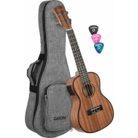 Cascha Premium Konzert Mahagoni Ukulele Set mit Tonabnehmer