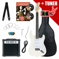 Rocktile ST Pack Guitare électrique set White y compris amplificateur, sac, accordeur, câble