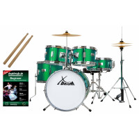 XDrum Junior Pro Kids batería Emerald Green Sparkle con manual y DVD incluido - verde