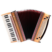 Alpenklang Pro accordeon III 96 steirische toetsen, elzenhout met rood inlegwerk in de bekleding