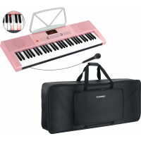 McGrey LK-6120-MIC Leuchttasten-Keyboard mit Mikrofon pink Taschen Set