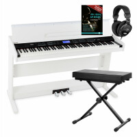 FunKey DP-88 II Digitalpiano weiß Set mit Keyboardbank, Kopfhörer und Klavierschule