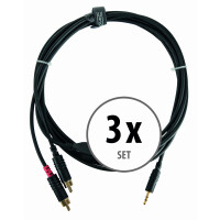 Pronomic Stage J3RC-3m Audiokabel 3,5mm Stereo-Klinke/Cinch 3m schwarz 3x Set