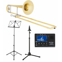 Classic Cantabile TP-42 tenortrombone set incl. metronoom, notenstandaard, trombonestatief