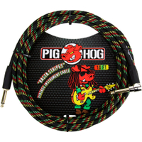 Pig Hog "Rasta Stripes" Câble Instrument 3m Coudé
