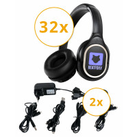 Beatfoxx SDH-340/32 Silent Disco V2 Kopfhörer Set + 2 Ladegeräte