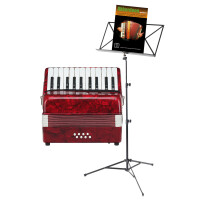 Classic Cantabile Secondo kinderen accordeon 8 bassen rood SET inb. notenstandaard