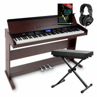 FunKey DP-88 II Digitalpiano braun Set mit Keyboardbank, Kopfhörer und Klavierschule