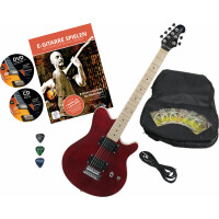 Rocktile Pro MM150-TR E-Gitarre Transparent Red Set mit Zubehör