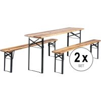 Set de 2 Stagecaptain BB-170 Hirschgarten Ensemble table et banc bois de jardin 177 cm