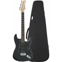 Rocktile Pro ST60-BK E-Gitarre All Black Softcase Set