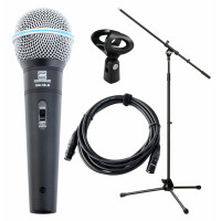 Pronomic Vocal Microphone DM-58 -B avec starter set 5x micro avec trépied, pince + câble XLR