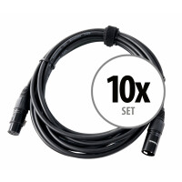 Set de 10 Pronomic Stage XFXM-Blue-5 Cable de micrófono XLR 5 m negro