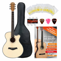 Rocktile WSC-100C NT Guitarra acústica western con Pack de 5 accesorios y funda