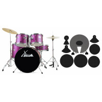 XDrum Semi 22" Standard Schlagzeug Satin Purple Sparkle Set + Dämpfer