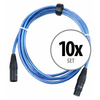 Pronomic Stage XFXM-Blue-2,5 cable de micrófono XLR 2,5 m azul metalizado set de 10