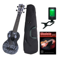 Classic Cantabile BeachBuddy Black Beauty Ukulele Set inkl. Tuner und Schule