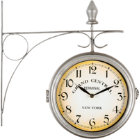 Stagecaptain BHU-4543 SR Bahnhofsuhr groß mit Wandhalterung Silber  - Retoure (Zustand: sehr gut)