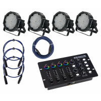 Showlite FLP-144 Faro 4 x SET con Controller DMX e Cavi