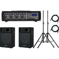 Pronomic PM42-112 StagePower Actief PA-systeem Set 2x luidspreker 12" en Powermixer incl. statieven