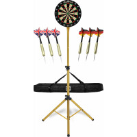 Stagecaptain DBS-1715C BullsEye Champion Dartscheibe + Ständer und Tasche Set Gold