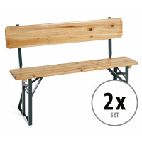 2x Set Stagecaptain BBB-119 Hirschgarten banc de jardin avec dossier 119 cm naturel