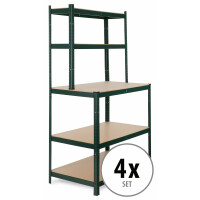 4x Set Étagère d'établi Stagecaptain WBR-175 GR avec étagères en bois Vert foncé