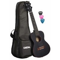 Cascha Premium Mahagoni Konzert Linkshänder Ukulele Set Schwarz