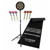 Stagecaptain DBS-1715 BullsEye Pro Dartscheibe + Ständer und Matte Set Schwarz