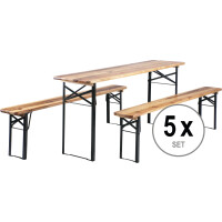 Set de 5 Stagecaptain BB-180 Hirschgarten Ensemble table et banc bois de jardin 170 cm