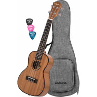 Cascha Premium Konzert Mahagoni Linkshänder Ukulele Set