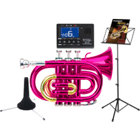 Classic Cantabile TT-400 Bb-Pockettrompet Pink Starterset